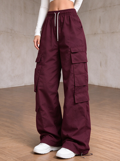 ✨Special Seasonal Offer✨Women's Casual Cargo Pants – Wide-Leg, Multi-Pocket Trousers with Drawstring Waist