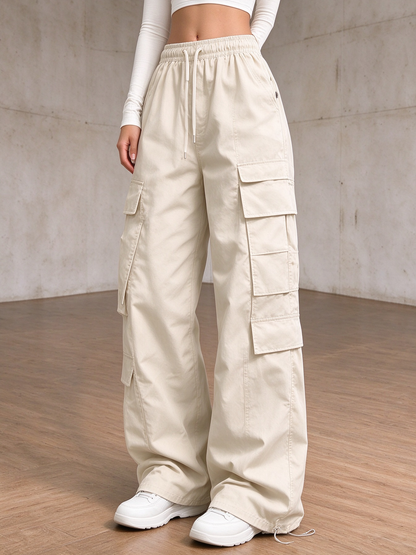 ✨Special Seasonal Offer✨Women's Casual Cargo Pants – Wide-Leg, Multi-Pocket Trousers with Drawstring Waist