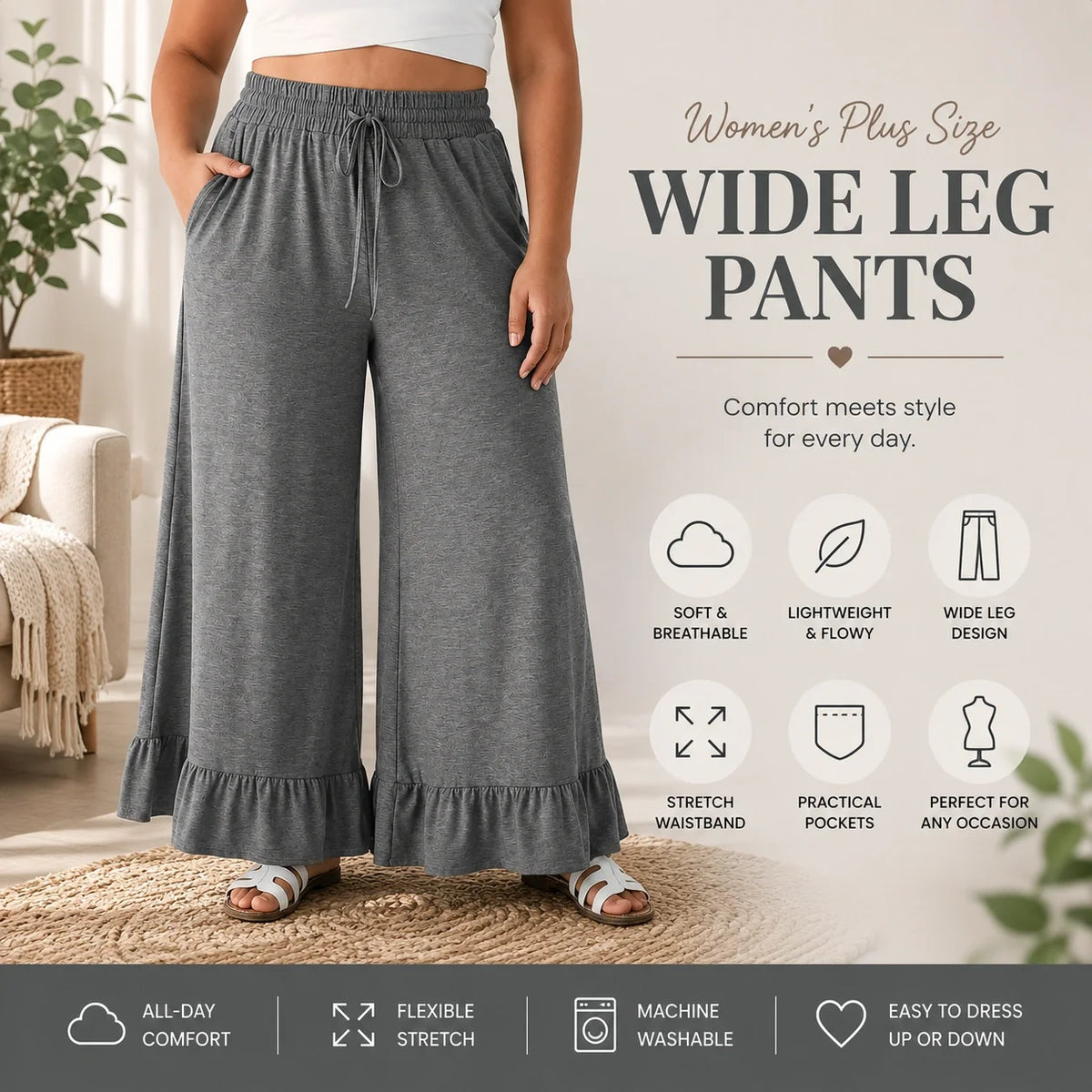 🔥Limited Stock!🔥Women's Plus Size Wide Leg Pants
