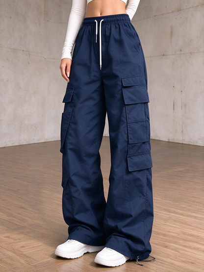 ✨Special Seasonal Offer✨Women's Casual Cargo Pants – Wide-Leg, Multi-Pocket Trousers with Drawstring Waist