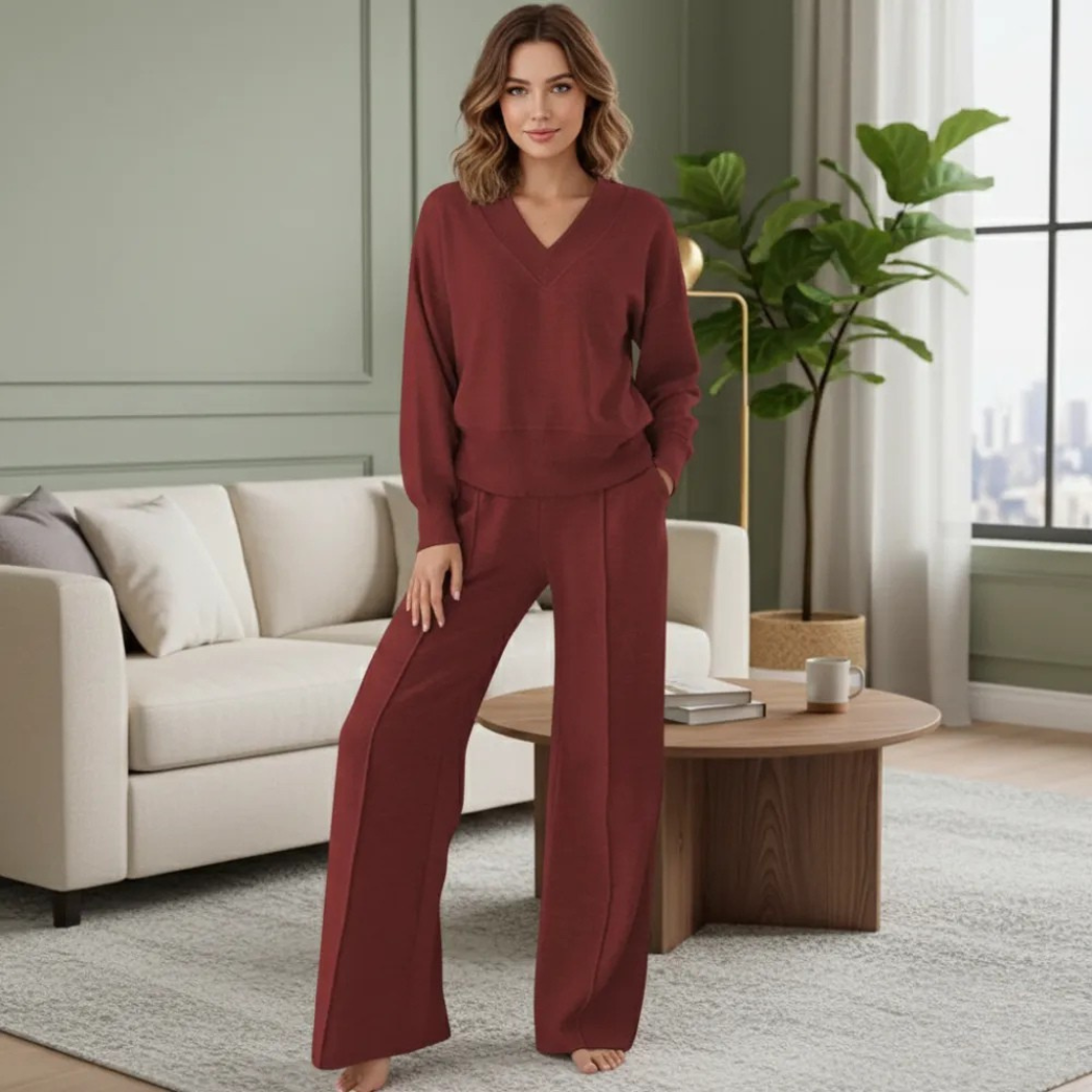 💚Cozy V Shape Lounge Set with Wide Pants