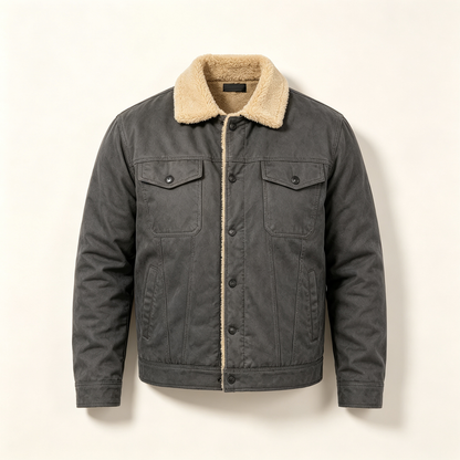 🔥 BESTSELLER | 6PCS $24.63 | Men's Sherpa-Lined Cotton Trucker Jacket