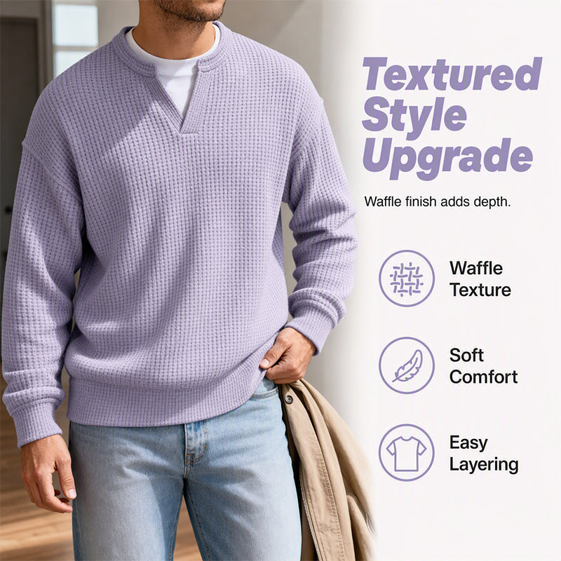 ⌛Limited-Time Offer🛍️Layered Comfort Waffle Long Sleeve Top