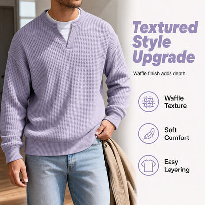 ⌛Limited-Time Offer🛍️Layered Comfort Waffle Long Sleeve Top