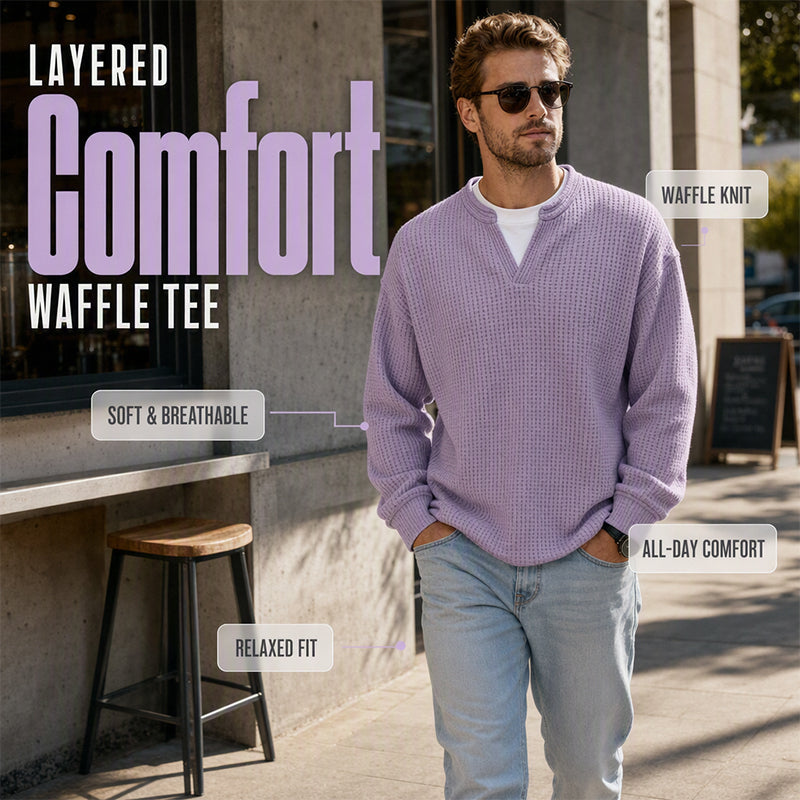 ⌛Limited-Time Offer🛍️Layered Comfort Waffle Long Sleeve Top