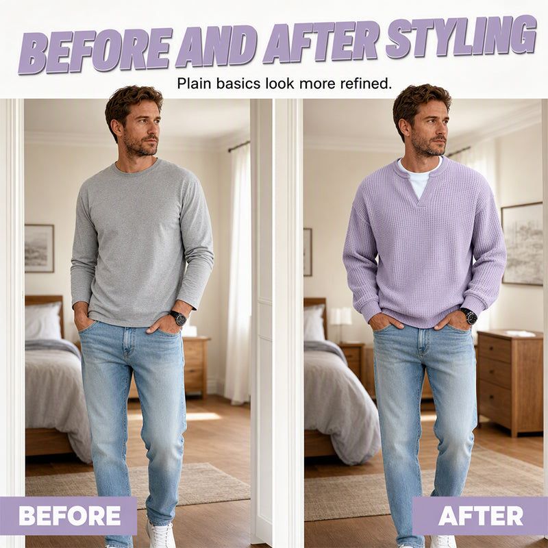 ⌛Limited-Time Offer🛍️Layered Comfort Waffle Long Sleeve Top