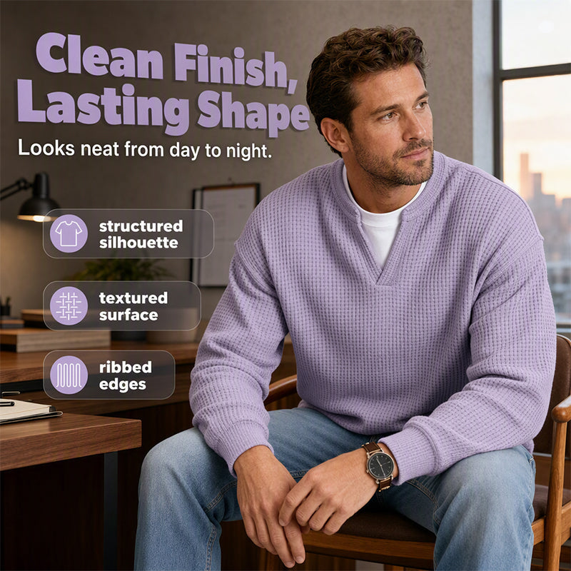 ⌛Limited-Time Offer🛍️Layered Comfort Waffle Long Sleeve Top