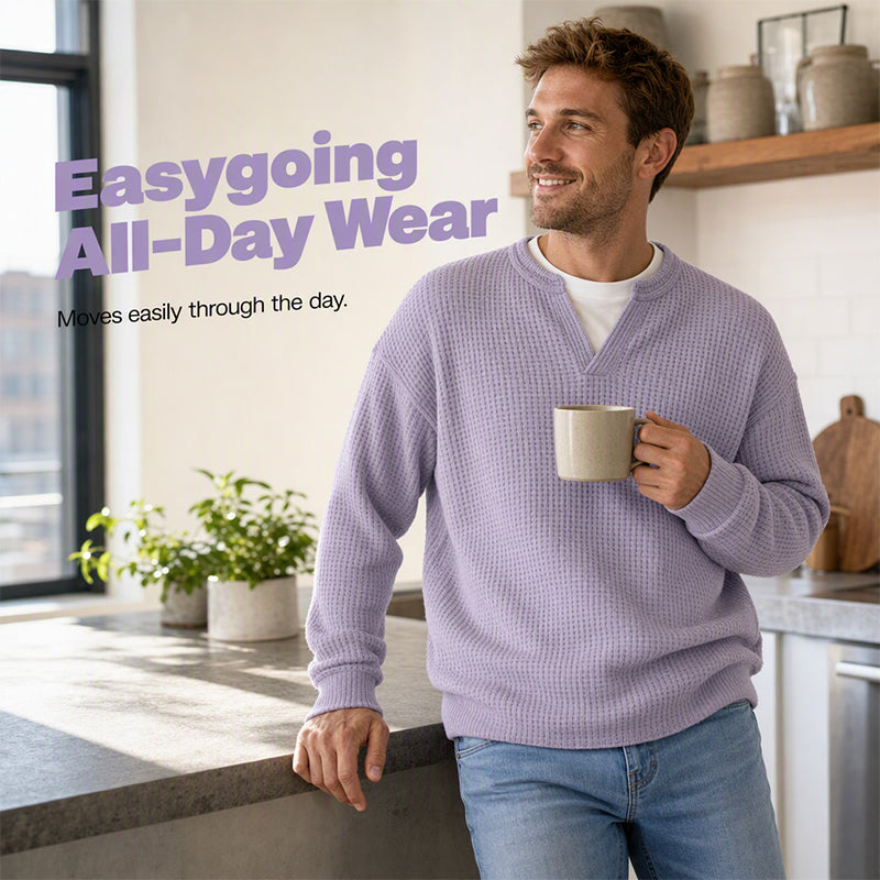 ⌛Limited-Time Offer🛍️Layered Comfort Waffle Long Sleeve Top