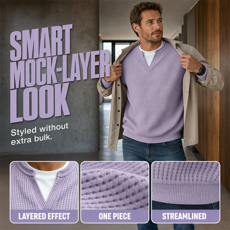 ⌛Limited-Time Offer🛍️Layered Comfort Waffle Long Sleeve Top