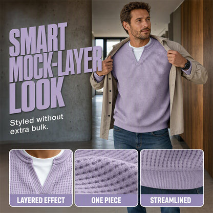 ⌛Limited-Time Offer🛍️Layered Comfort Waffle Long Sleeve Top