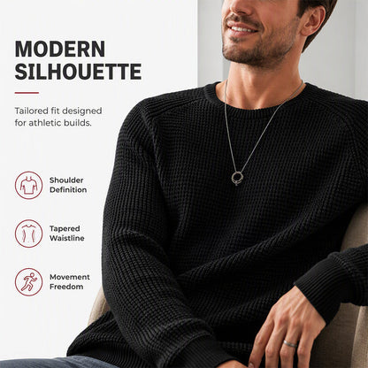 ✨Limited-Time Offer🎁Men's Crewneck Sweater Soft Casual Sweaters Classic Long Sleeve Pullover Sweaters with Ribbing Edge